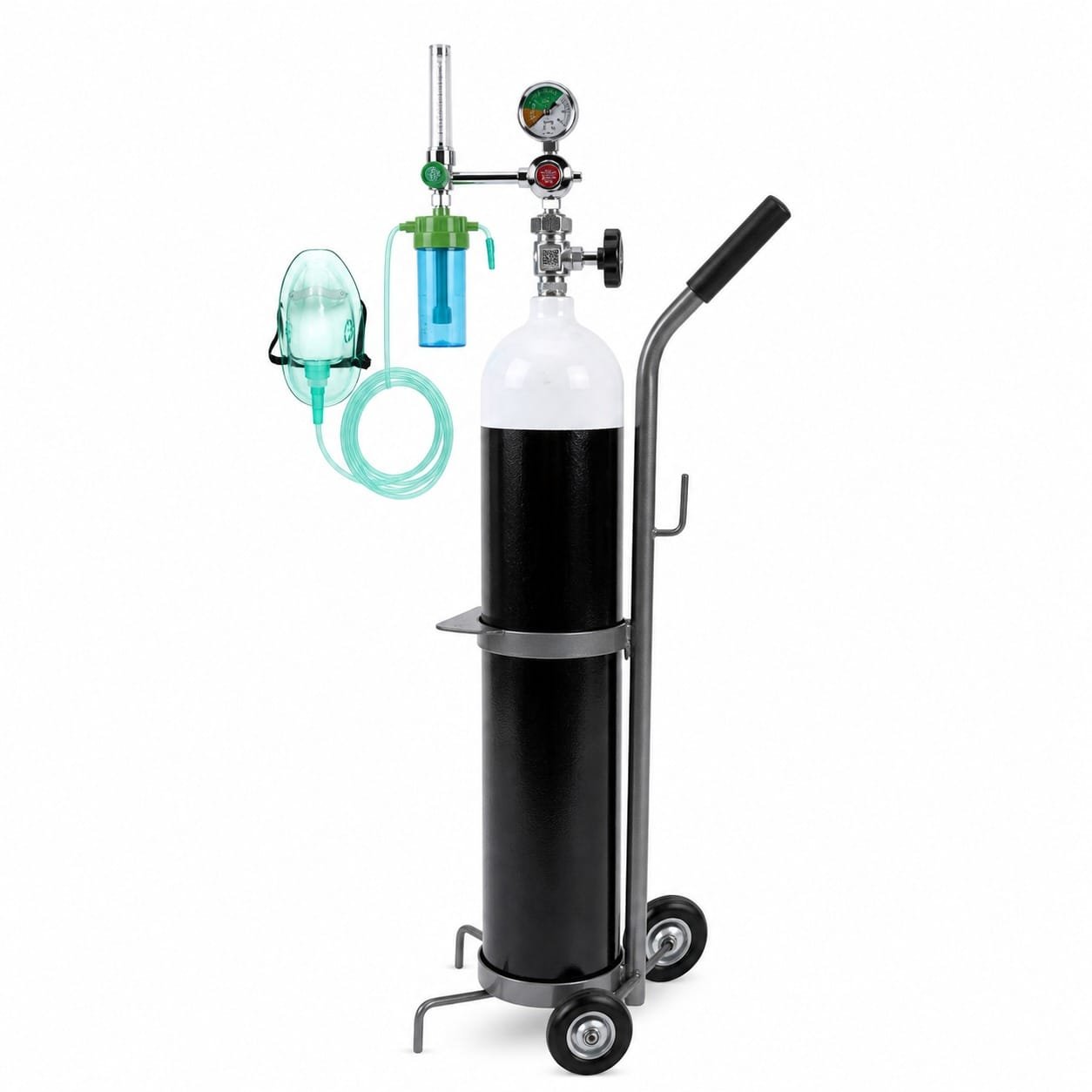 Oxygen Cylinder Fill Set with Regulator, Flow Meter & Trolley